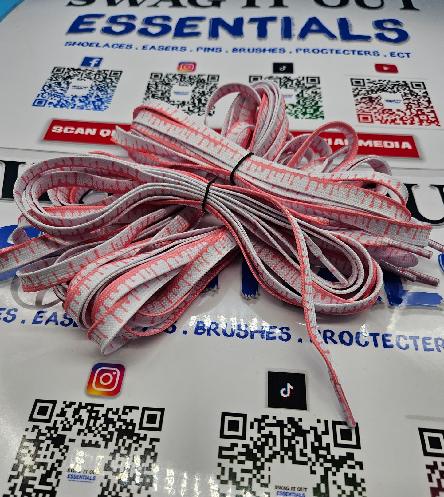 Pink drip shoelaces