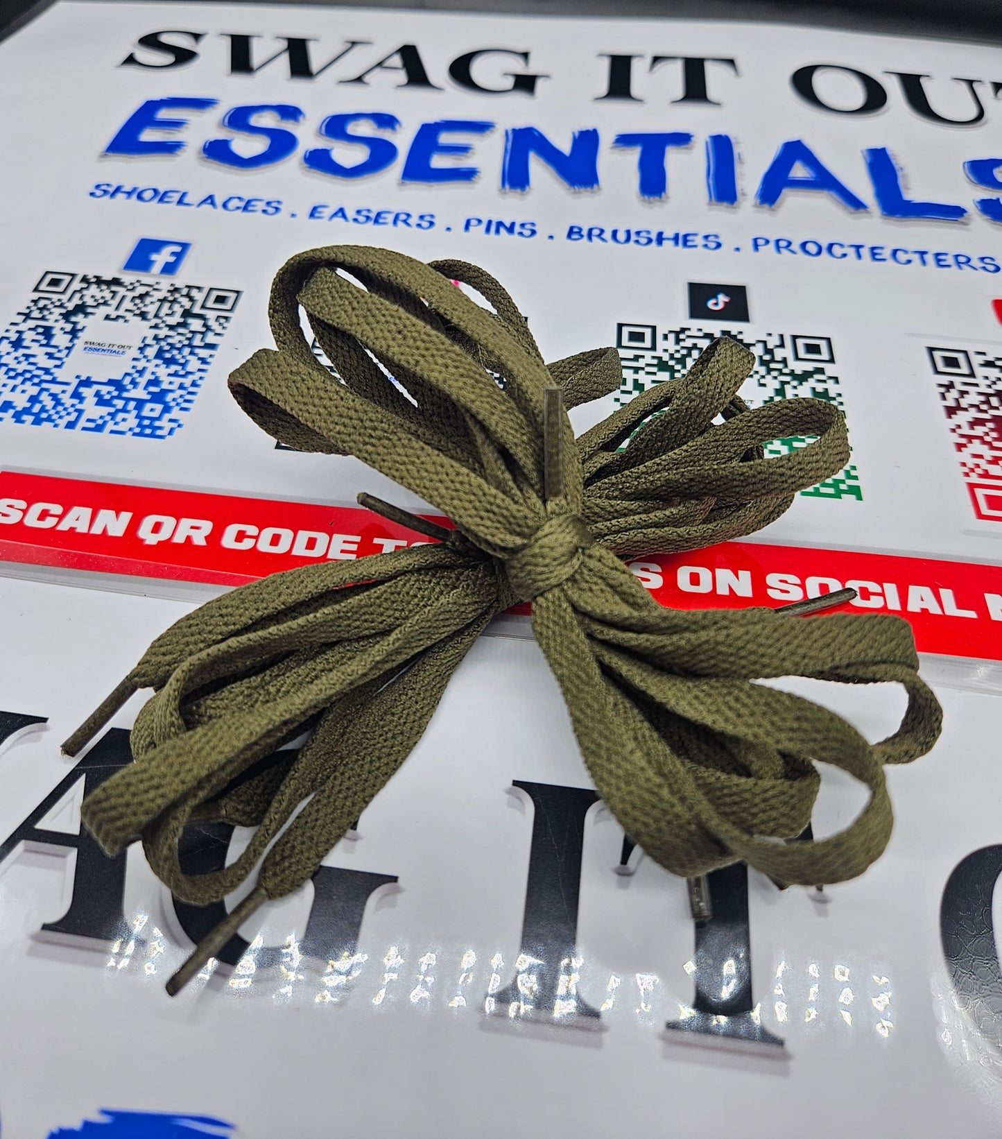 Olive green shoelaces