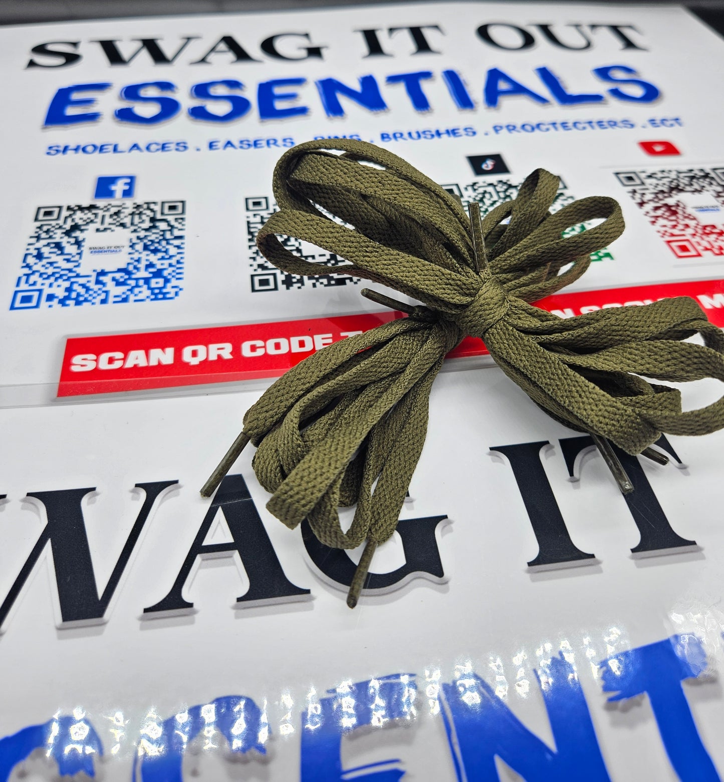 Olive green shoelaces