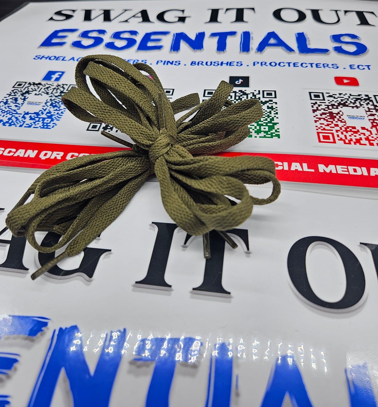Olive green shoelaces