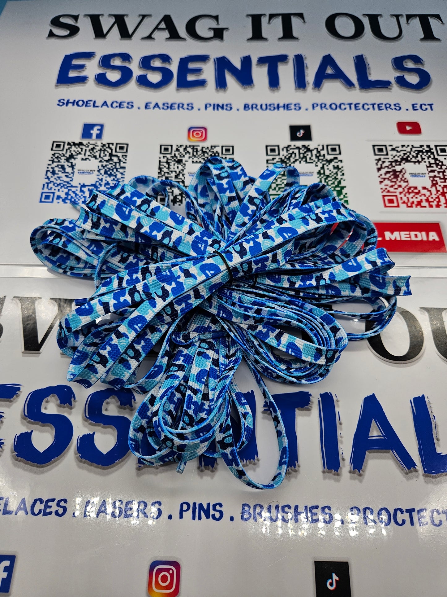 Blue camo shoelaces