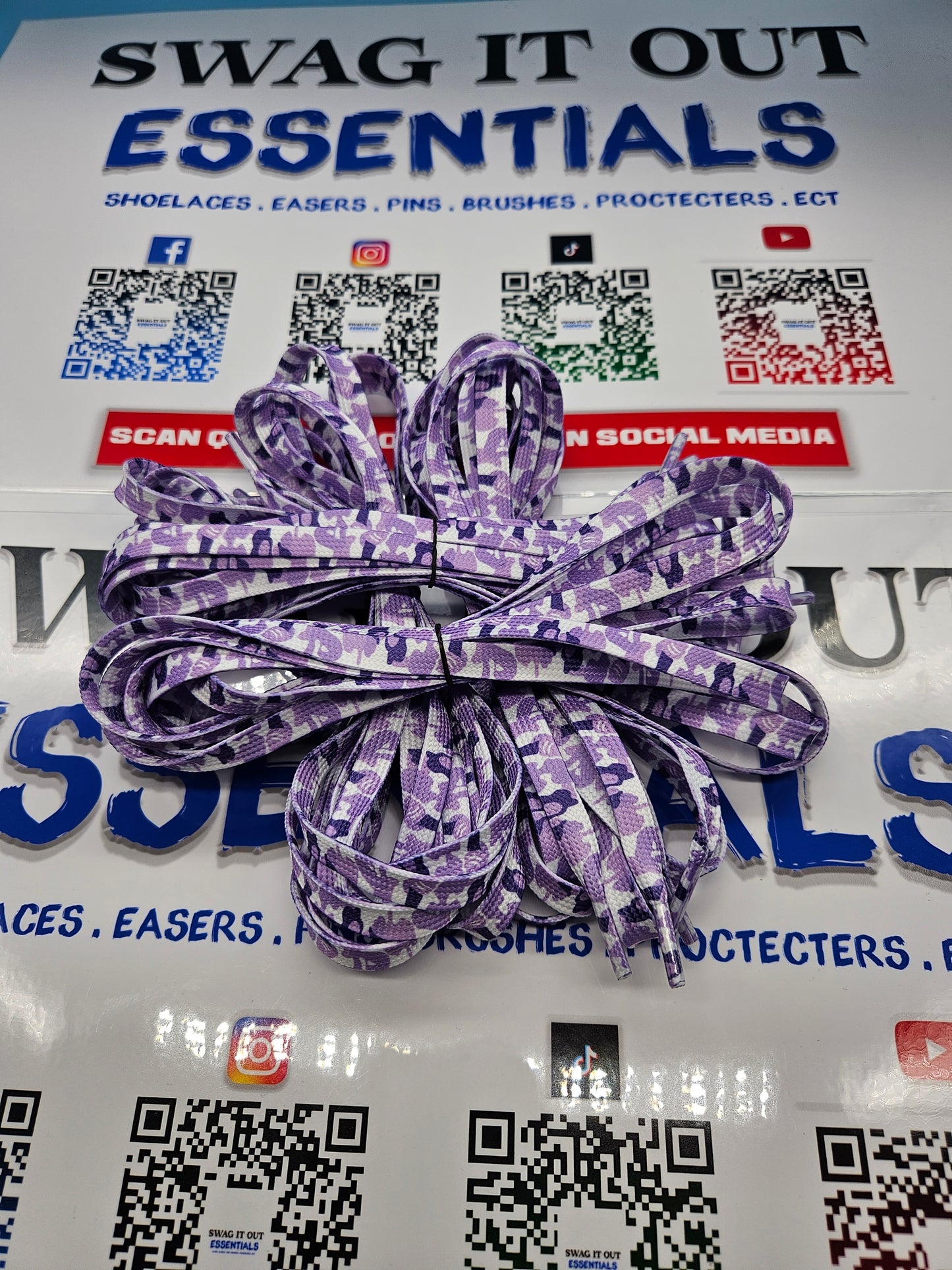 Purple camo shoelaces