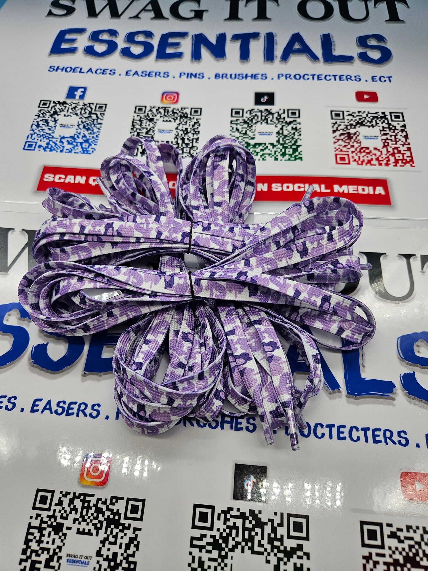 Purple camo shoelaces