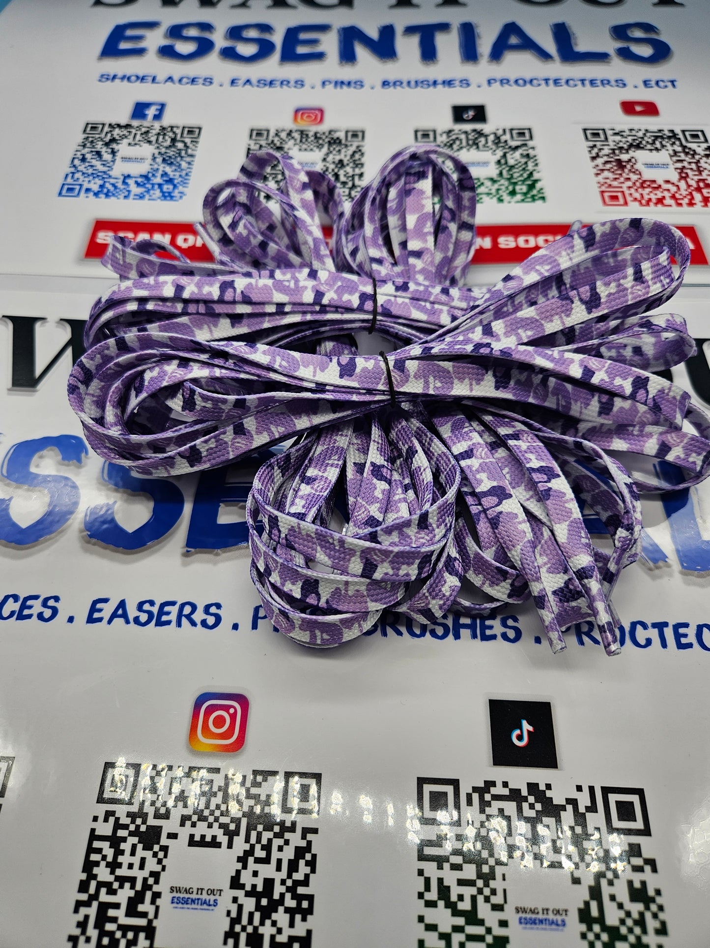 Purple camo shoelaces
