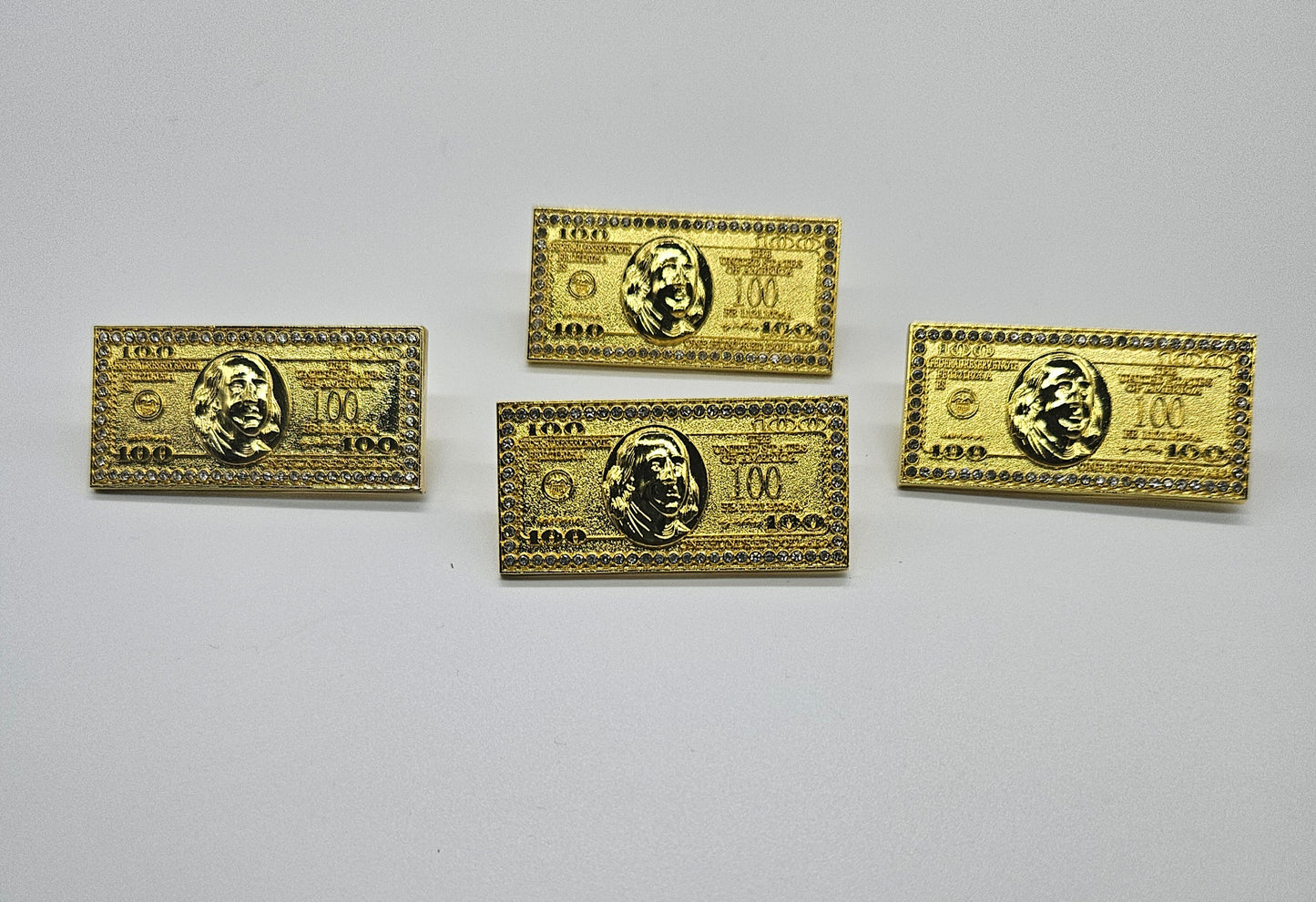 Golden 100 dollar bill pin