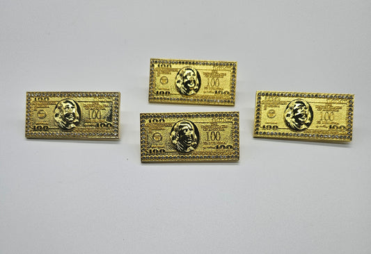 Golden 100 dollar bill pin