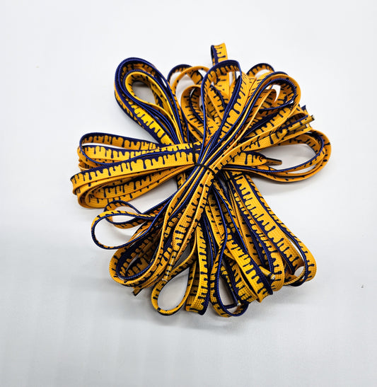 Purple & yellow drip shoelaces